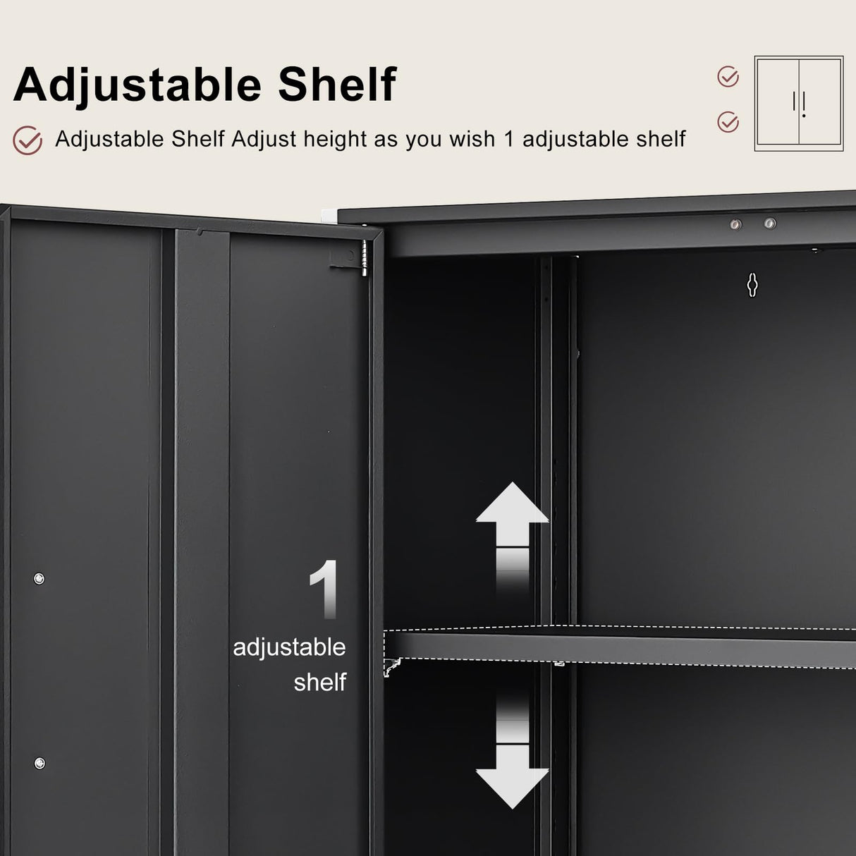 IRONFFICE Metal Wall Cabinet,Black Garage Wall Cabinet with 2 Doors,Hanging Storage Cabinets with Handle,Locking Cabinet with Shelves for Garage,Living Home IRONFFICE