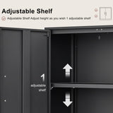 IRONFFICE Metal Wall Cabinet,Black Garage Wall Cabinet with 2 Doors,Hanging Storage Cabinets with Handle,Locking Cabinet with Shelves for Garage,Living Home IRONFFICE