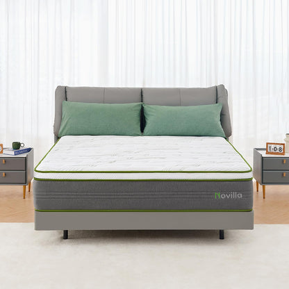 Novilla Queen Mattress, 10 Inch Queen Size Hybrid Mattress in a Box with Individually Pocket Coils & Memory Foam, Supportive & Pressure Relief, Medium Firm Breathable Hybrid Mattress Queen