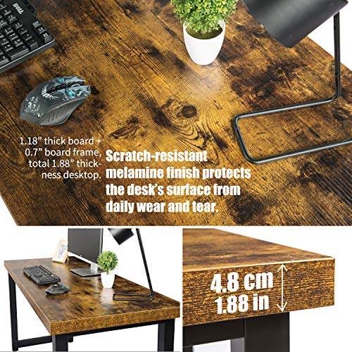 TOPSKY 59" Big Large Computer Office Desk 1.88" Thickness Desktop (Rustic Brown) - WoodArtSupply