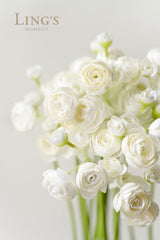 Ling's Moment Ranunculus Artificial Flower, Faux Silk Mini Ranunculus Flowers for DIY Bouquet, Bulk Fake Wedding Filler Flowers for Centerpieces Arrangements Bridal Shower Decorations, Ivory White Ling's Moment