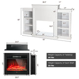 Tangkula 70 Inches Mantel Fireplace, 750W/1500W Electric Fireplace w/Mantel & Built-in Bookshelves, 28.5-Inch Electric Fireplace w/Remote, 1-8H Timer, Adjustable Flame Brightness & Color (White) Tangkula