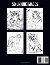 Tiger Coloring Book: 50 Cute Images for Stress Relief and Relaxation Majosta