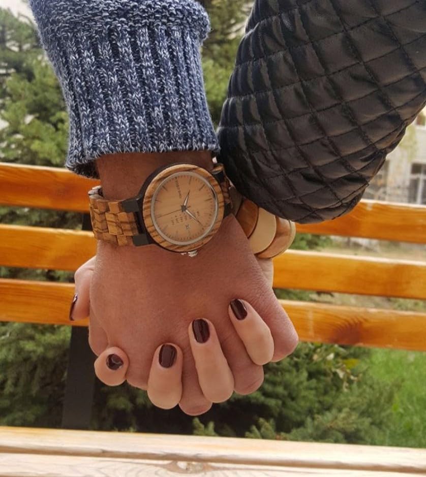 BOBO BIRD Mens Wooden Watch Analog Quartz with Week Display Lightweight Handmade Wood Wrist Watch for Men (Brown Dial) BOBO BIRD
