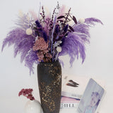 Natural Dried Pampas Prairie Bouquet, 17 "Natural Dried Bouquet, Purple Pampas and Millet Flower Mixed Bouquet Bohemian Style Family Wedding Dried Flower Decoration Flowerartlife