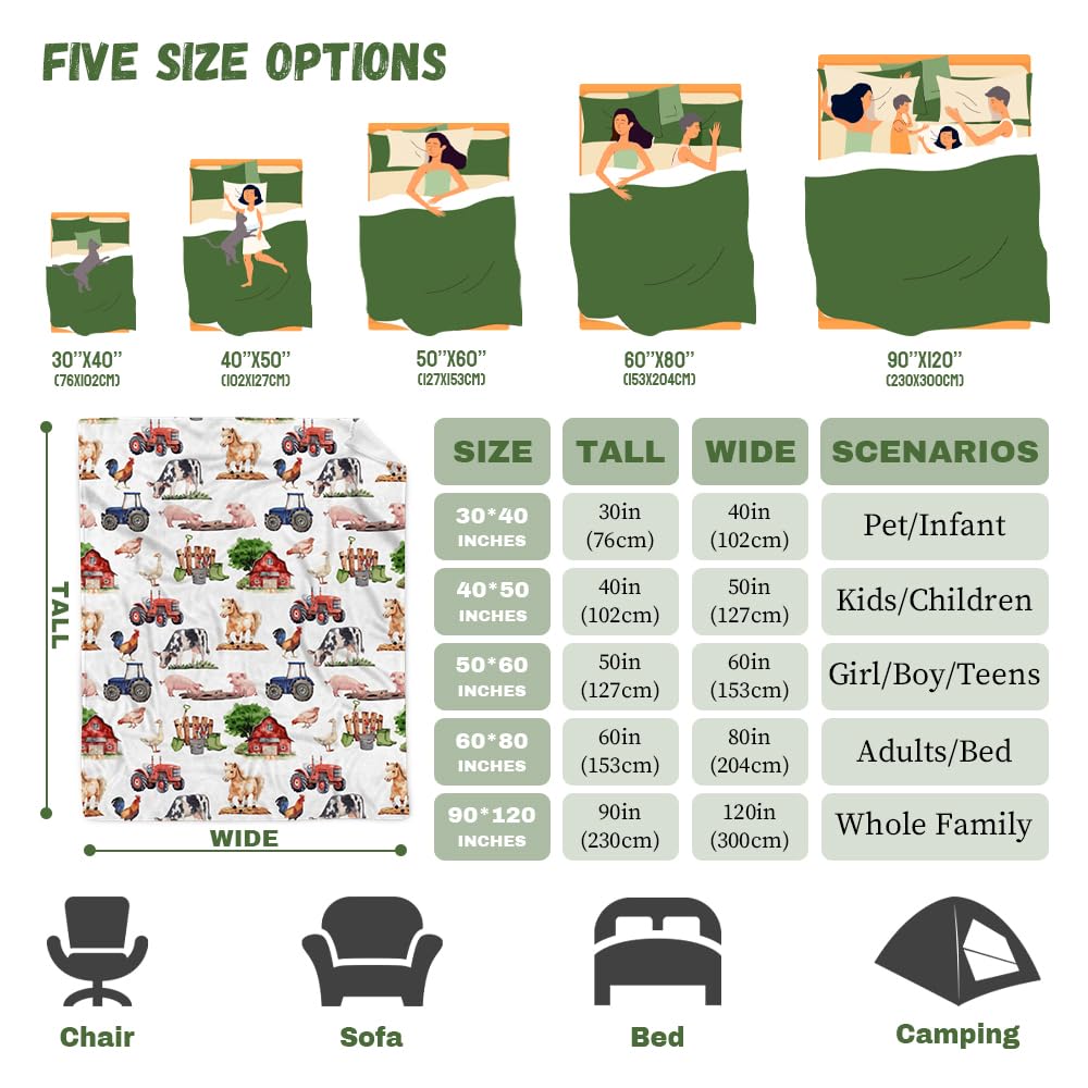 Buyyet Farm Animal Baby Blanket,Farmhouse Barn Neutral Baby Blanket for Boy Girl,Nursery Cow Chicken Pig Sheep Fleece Swaddle Receiving Blanket, Soft Newborn Toddler Kid Crib Bedding 40''x50'' for Kid Buyyet