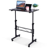 Standing Desk Adjustable Height, Mobile Stand Up Desk with Wheels Small Computer Desk Rolling Desk, Portable Laptop Desk Black Standing Table Sit Stand Home Office Desks 16"x31.5" Height 27"-43.5" KLSMYHOKI