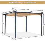 Patio Pergola with Retractable Shade - ABCCANOPY 10x10 Outdoor Retractable Pergola with Sun Shade Aluminum Pergola Shelter for Garden, Deck, Lawn, Porch & Backyard (Khaki) ABCCANOPY