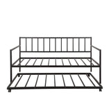 Metal Daybed with Trundle, Twin Size Day Bed Frame with Pullout Trundle, Heavy-Duty Daybed for Living Room Bedroom Kids Teens and Adults, Black Bellemave