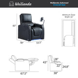 Weilianda Astronaut Zero Gravity Home Theater Seating Top Grain Leather Recliner Sofa Power Headrest Footrest with Carbon Fiber Tray Table, Tablet Stand, Type-C USB Charging, Cup Holder Row of 1 Black Weilianda