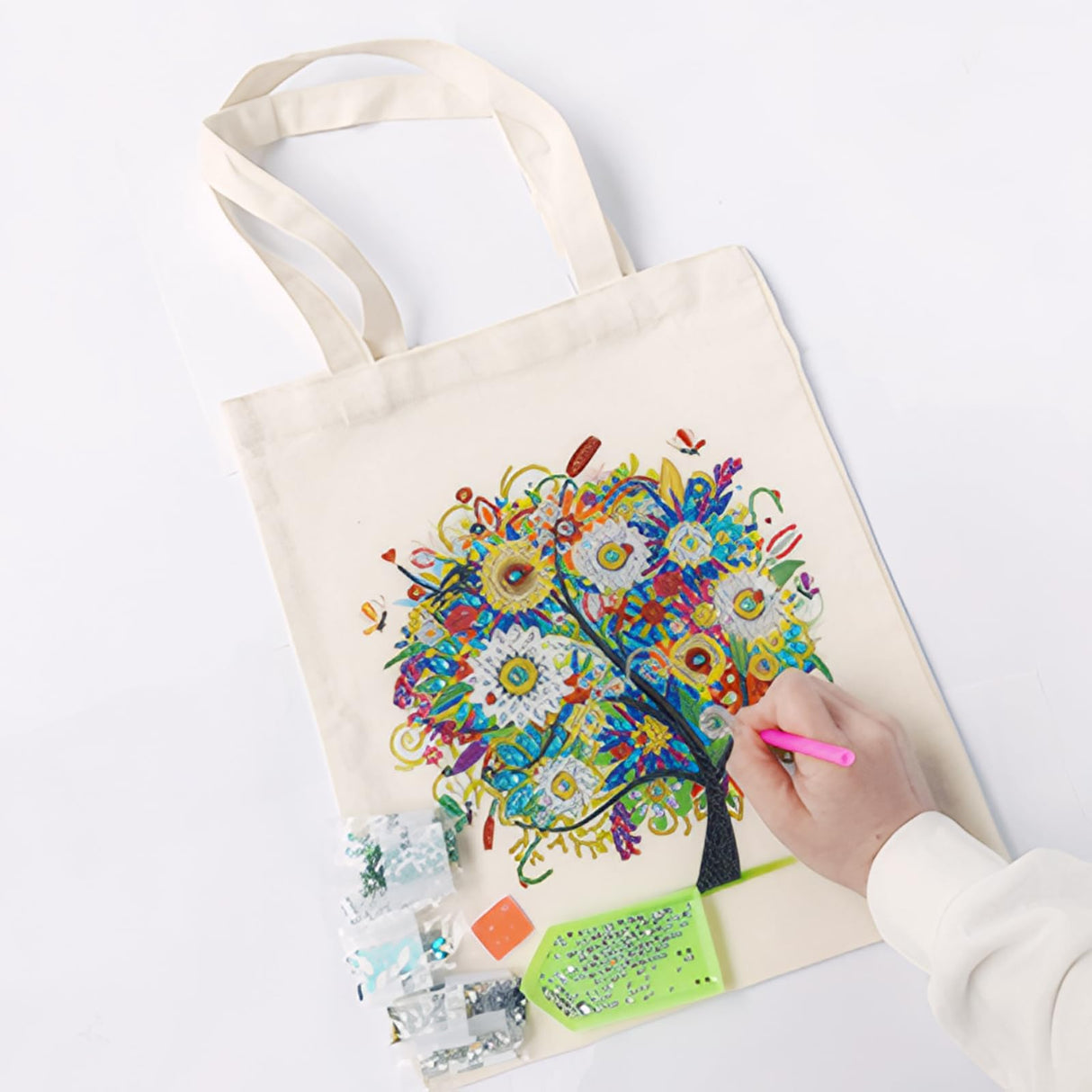 JGA JOGGING ARM 5D Art Craft Diamond Painting Shopping Canvas Tote Bag Handwork Organize Handbag Gift for Women Mom Daughter JGA JOGGING ARM