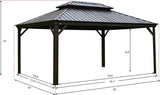 Kozyard Alexander 12‘ X 16’ Hardtop Aluminum Permanent Gazebo with a Mosquito Net and Privacy Sidewalls, Permanent Gazebo Pavilion for Patio, Backyard (Alexander 12'x16' (Brown)) Kozyard