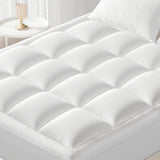 YUGYVOB Queen Mattress Topper -600GSM Extra Thick Cooling & Breathable Mattress Pad with Deep Pocket 8"-21" & Soft Down Alternative Filling, White YUGYVOB