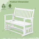 Giantex White Outdoor Glider Bench Chair for Two – Stylish & Sturdy Rocking Loveseat with Smooth Gliding Motion Giantex