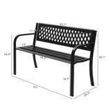 VINGLI Outdoor Metal Bench w/PVC Back - Black Garden Park Bench for Yard, Lawn, Decor, Deck, Entryway, Porch VINGLI