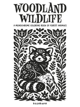 Woodland Wildlife: A Monochrome Coloring Book of Forest Animals: Featuring Botanical Themes and Folk Art Inspired Illustrations: One-Color Monochrome ... for Adults & Teens (Monochrome Mindfulness) WoodArtSupply