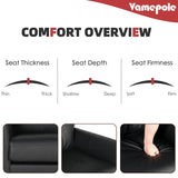 VAMEPOLE Sofa Couch, 60" Loveseat Sofa for Living Room, Mid Century Mini Black Couch, Tufted Leather Love Seat Furniture, Comfy Office Sofa 2 Seat, Small Couches for Small Spaces, Bedroom, Apartment VAMEPOLE