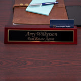 Dayspring Pens | Engraved Woodmark Rosewood Desk Wedge with Custom Name Plate and Business Card Holder. Personalized Office Gift for Business Dayspring Pens