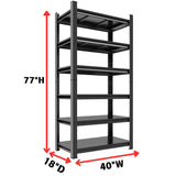 Notmise Metal Garage Shelving Unit, Heavy Duty 6-Tier Adjustable Storage Rack, Steel Shelving,3500 lbs Capacity, Industrial Shelves for Heavy Tools and Equipment (6-Tier 77" H x 40" W x 18" D) Notmise