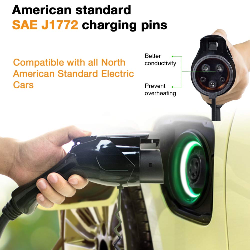 BESENERGY EV Charger Extension Cable 40Amp 20ft Charging Cord for Electric Vehicle 220V-240V Compatible All SAE J1772 Chargers BESENERGY