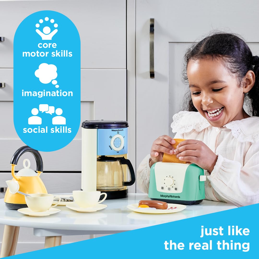 Casdon Morphy Richards Toys - Complete Kitchen Set - Toy Appliance Playset for Kids with Toaster, Coffee Maker, Kettle, Play Food & More - for Children Aged 3+ Casdon