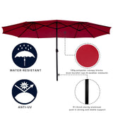 Tangkula 15 Ft Patio Umbrella Double-Sided Steel Outdoor Market Table Umbrella with Crank (Wine) Tangkula