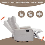 PELUMY Rocker Recliner Chair with Heat Massage - Manual Swivel Recliner for Living Room and Bedroom, 8 Vibration Points, Lumbar Heat, Glider Rocking Chair for Adults (Beige) PELUMY