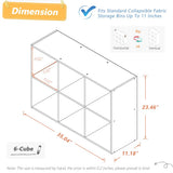 NELYE 6 Cube Organizer Bookcase - Fabric Storage Bins Container, Open Shelf Simple Compartments Bookshelf, Oak NELYE