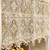 Yunsurey Retro Crochet Curtain Valance for Kitchen Window Boho Curtain Tiers for Coffee Decor Rod Pocket Farmhouse Short Curtains for Room Divider 1 Panel Knitting Doorway Curtain W47 X L26 Inch Yunsurey