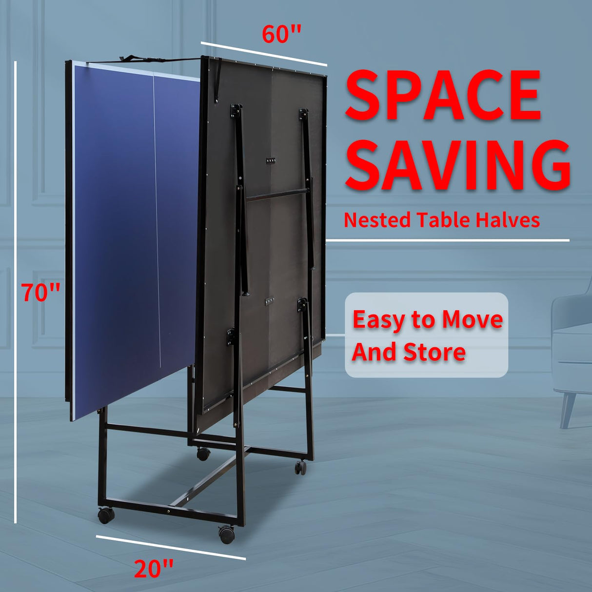 AOKUNG Professional MDF Indoor Table Tennis Table with Quick Clamp Ping Pong Net (Straight Legs) with 2 Rackets and 3 Balls AOKUNG