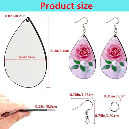 Sublimation earring blanks large 2.1 in BIG SIZE MDF 48pcs sublimation blanks bulk products earrings blank sublimation printing with Hooks