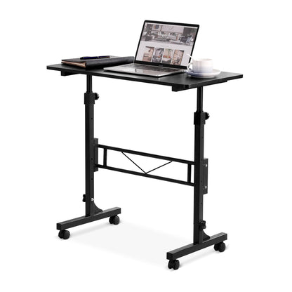 Small Standing Desk Adjustable Height, Mobile Stand Up Desk with Wheels, 32 Inch Portable Rolling Desk Small Computer Desk, Portable Laptop Desk Standing Table Black