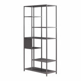 6-Tier Metal Bookcase & Room Divider, 72.83" Tall Narrow Bookshelf for Small Spaces, Open Shelf Storage Unit for Living Room, Office, Bedroom, Industrial Gray WoodArtSupply