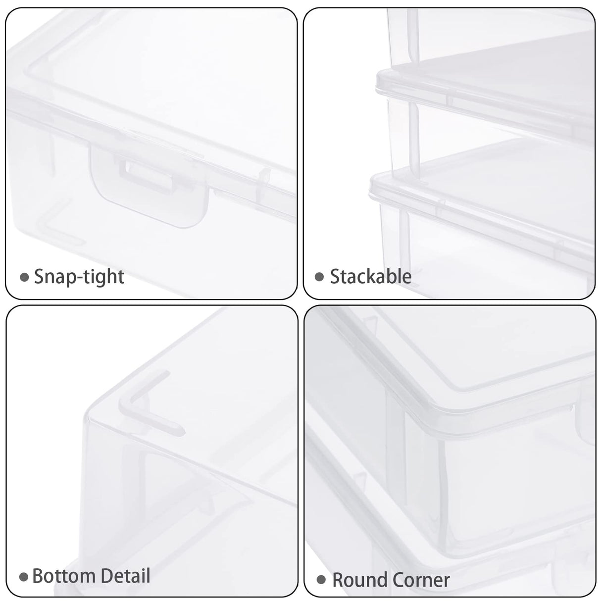 BTSKY Clear Plastic Storage Box with Flap Lid, Multipurpose Craft Organizers and Storage Box Art Supply Storage Organizer Plastic Sewing Box for Beads Pencils Notebooks, 6 Pack Small BTSKY