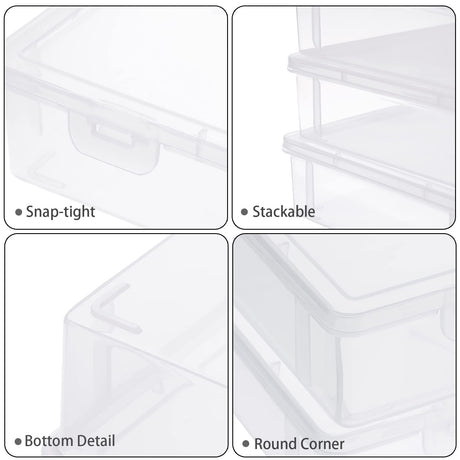 BTSKY Clear Plastic Storage Box with Flap Lid, Multipurpose Craft Organizers and Storage Box Art Supply Storage Organizer Plastic Sewing Box for Beads Pencils Notebooks, 6 Pack Small BTSKY