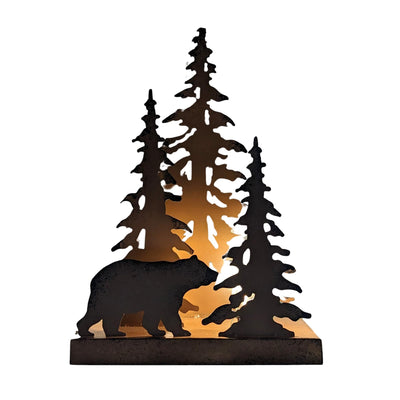 Rustic Metal Bear Silhouette Table Lamp – Forest-Inspired Night Light for Cabin, Lodge, and Woodland Décor