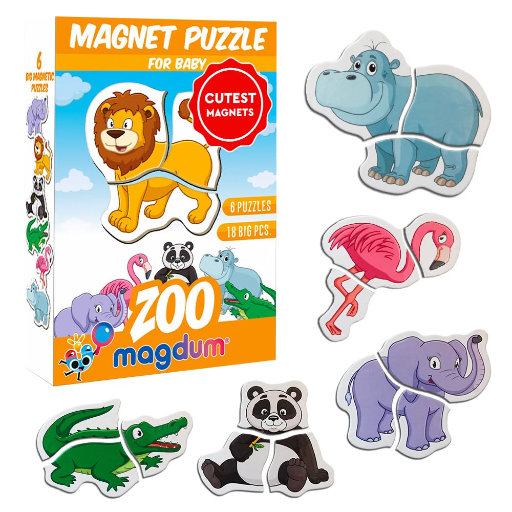 MAGDUM Zoo Magnetic Puzzles for Kids Ages 3-5 - Toddler Puzzle - Travel Toys for Kids Ages 3-5 - Magnetic Travel Games Baby Puzzle Kids Puzzle Toys - Puzzle for Preschooler Magnet Puzzles Games magdum