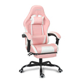 Leopard Gaming Chair with Footrest, Height Adjustable Game Chair with Lumbar Support, Video Gaming Chair for Gaming Room, Living Room and Office - Pink/White Leopard Outdoor Products
