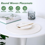 Round Woven Placemats Set of 8 Heat Resistant Placemats 13.5 Inches Farmhouse Cotton Rope Place Mats for Dining Tables Trivets for Hot Dishes, White Aertiavty