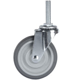 Finnhomy Caster Wheels 3 Inch Set of 4 Heavy Duty Threaded Stem Casters 3/8"-16 x 1-1/2" Swivel Rubber Industrial Castors Premium Wheels for Wire Shelving/Furniture/Carts Load Bearing 720 Lbs Gray Finnhomy