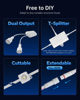 ASAHOM Permanent Outdoor Light Pro S108B, 100FT with 72 RGBCW 70lm LED, WLED Integration, AI Lighting, 30000 Lighting Effect Combination, IP67 Waterproof for Halloween Christmas and Daily Decor, White ASAHOM
