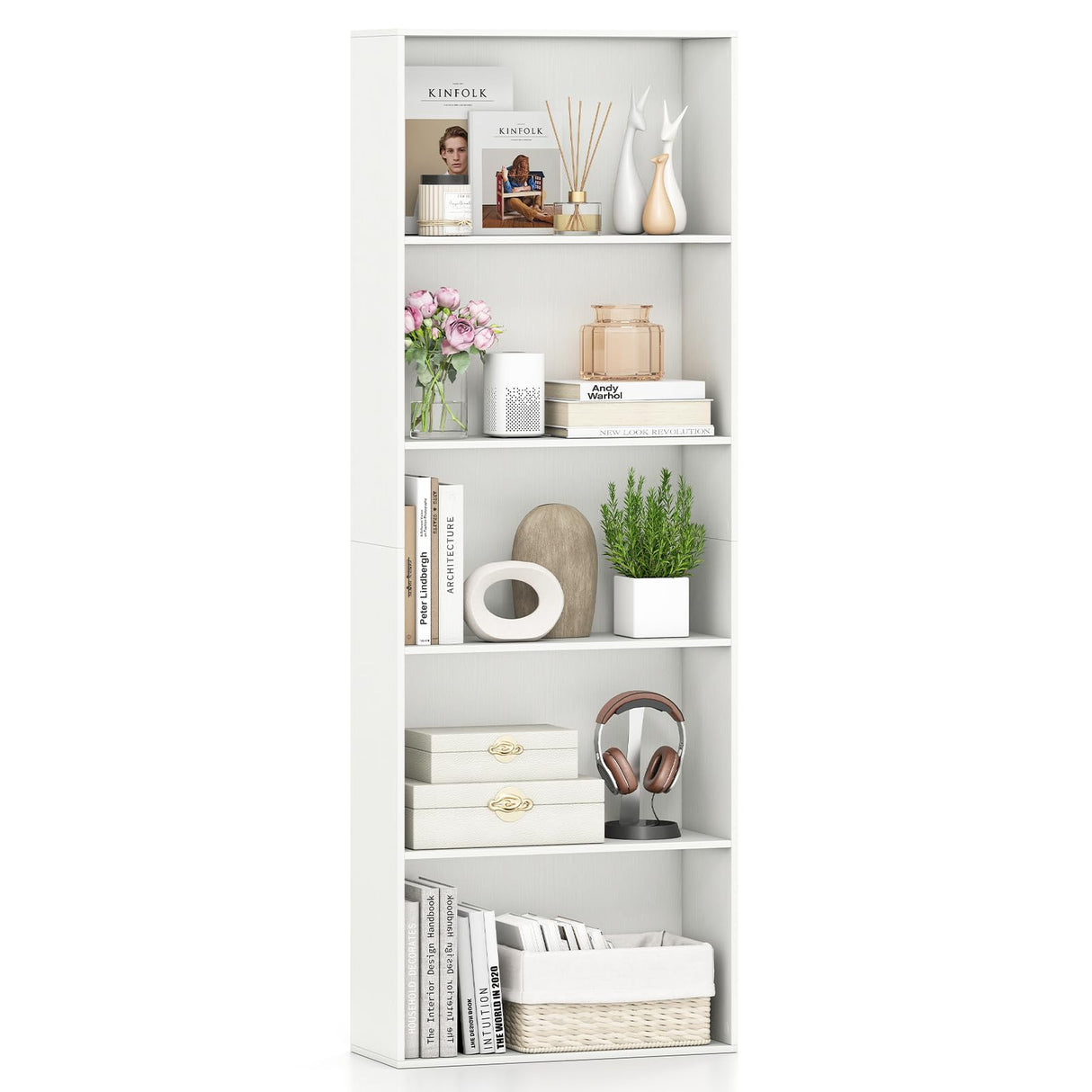 Giantex 5-Tier Bookshelf, Freestanding Bookcase with 5 Open Shelf, Modern Display Shelf, Storage Organizer for Living Room Bedroom Home Office Giantex