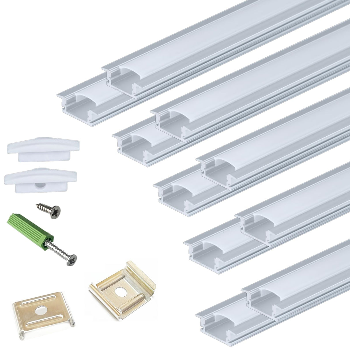 THMOOTHER Recessed LED Strip Channel Diffuser 10-Pack 6.56FT,23.5X7MM LED Tape Aluminum Track with Flange,Flush Mounted Wardrobe Bookcase Wine Cabinet Wooden Furniture Groove Integrated Low Profile THMOOTHER