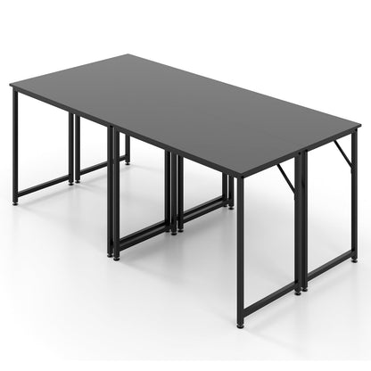 Giantex 13 FT Small Conference Table, 4PCS 40" x 19.5" Rectangular Meeting Table with Heavy-duty Metal Frame, Modern Simple Office Computer Desk, Space Saving Design Desk for 6 People, Black - WoodArtSupply