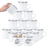 YOUKE OLA 16 Pack Sublimation Blanks Enamel Mug Camping Outdoor Coffee Travel Metal Mug with Silver Rim for Heat Transfer DIY Gift White 12oz YOUKE OLA