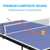 Dithoko 4.5ft Small Size Table Tennis Table Midsize Foldable & Portable Ping Pong Table Set with Net, 2 Ping Pong Paddles and 3 Balls for Indoor Outdoor Game Dithoko