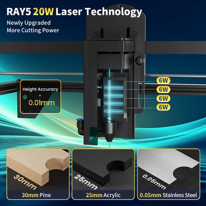 Diode Laser Engraver, 20W Output Power High Precision Engraving Machine, 3.5 Inch Touch Screen, Offline Application Control, Suitable for Metal/Glass/Wood Laser Cutting Machine - WoodArtSupply