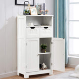 Tangkula Bathroom Floor Cabinet, Storage Cabinet w/Open Shelf, 2 Doors & 2 Adjustable Drawers, Standing Cupboard for Kitchen, Bathroom Cabinet for Living Room Home Office (White) Tangkula
