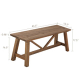 Wnutrees 43" Farmhouse Wood Bench, Narrow Bench, Long Bench Seat for Entryway, Living Room, Dining Room, Solid Wood, Natural Wnutrees