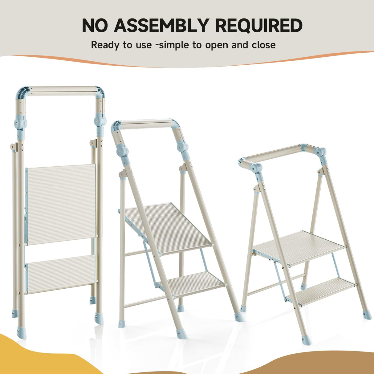 UNICOO® Foldable Toddler Tower - 2-Step Ladder for Adult, Toddler Tower Foldable & Compact - Foldable Kitchen Tower, Kids Step Stool, Folding Toddler Tower for Kitchen & Bathroom (Sea Salt Blue) UNICOO